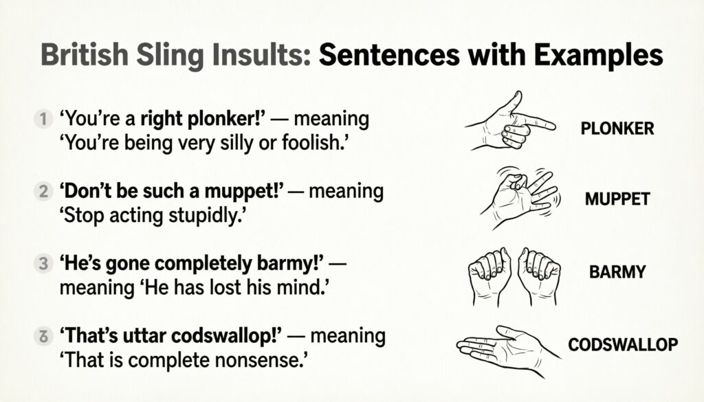 British Slang Insults Sentences with Examples