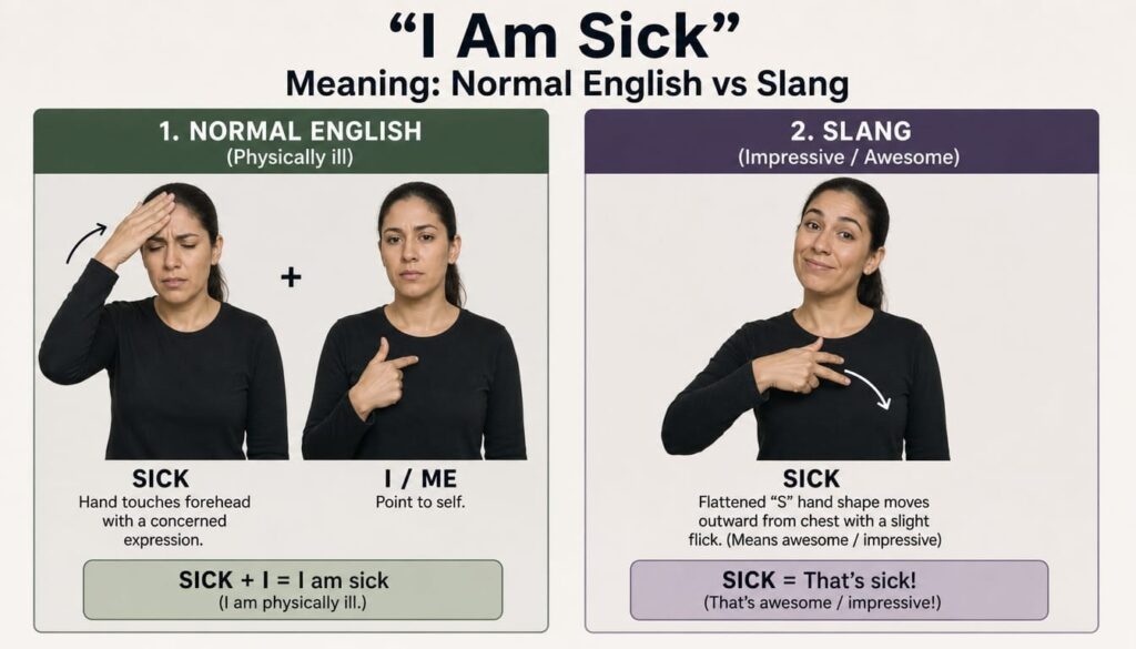 “I Am Sick” Meaning: Normal English vs Slang
