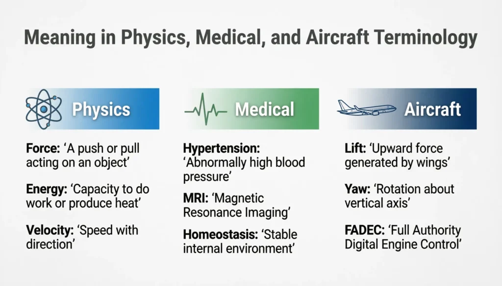 Meaning in Physics, Medical, and Aircraft Terminology