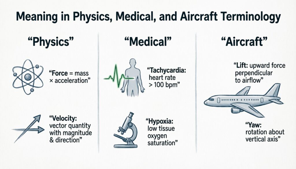 Meaning in Physics, Medical, and Aircraft Terminology