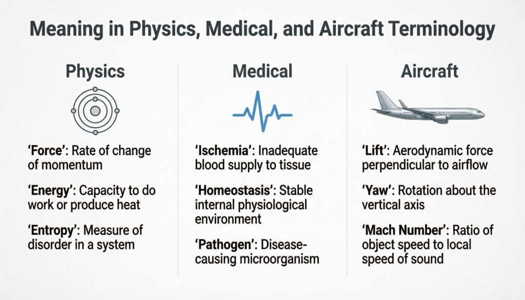 Meaning in Physics, Medical, and Aircraft Terminology