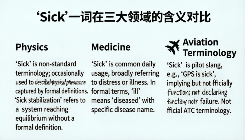 Sick Meaning in Physics, Medical, and Aircraft Terminology