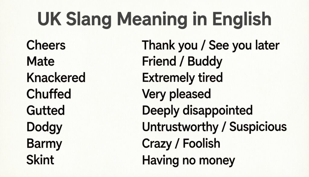 UK Slang Meaning in English